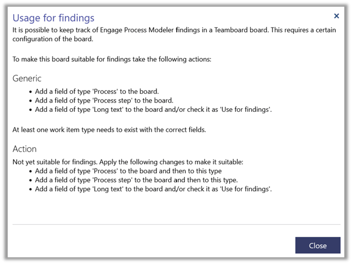 Teamboard findings dialog EN